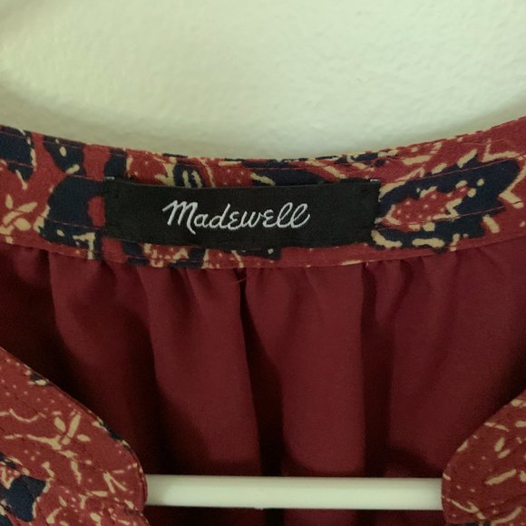 Madewell Women’s Silk Lace-up Floral Dress Size M Babydoll Peasant Sleeves - Picture 4 of 5